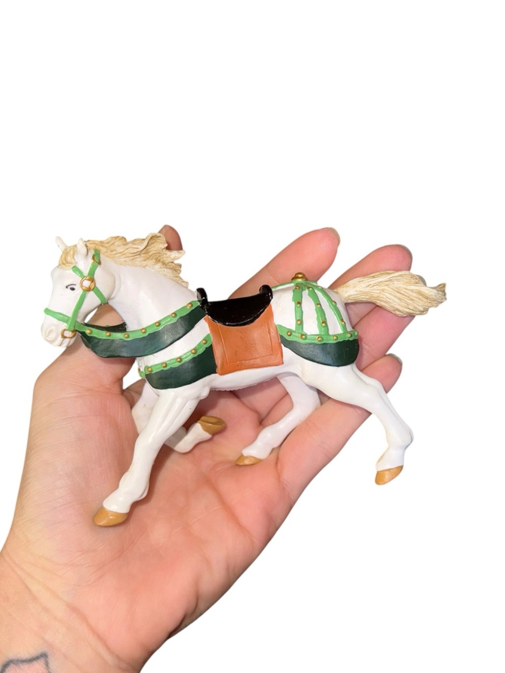 vintage medieval white horse figurine made by Papo